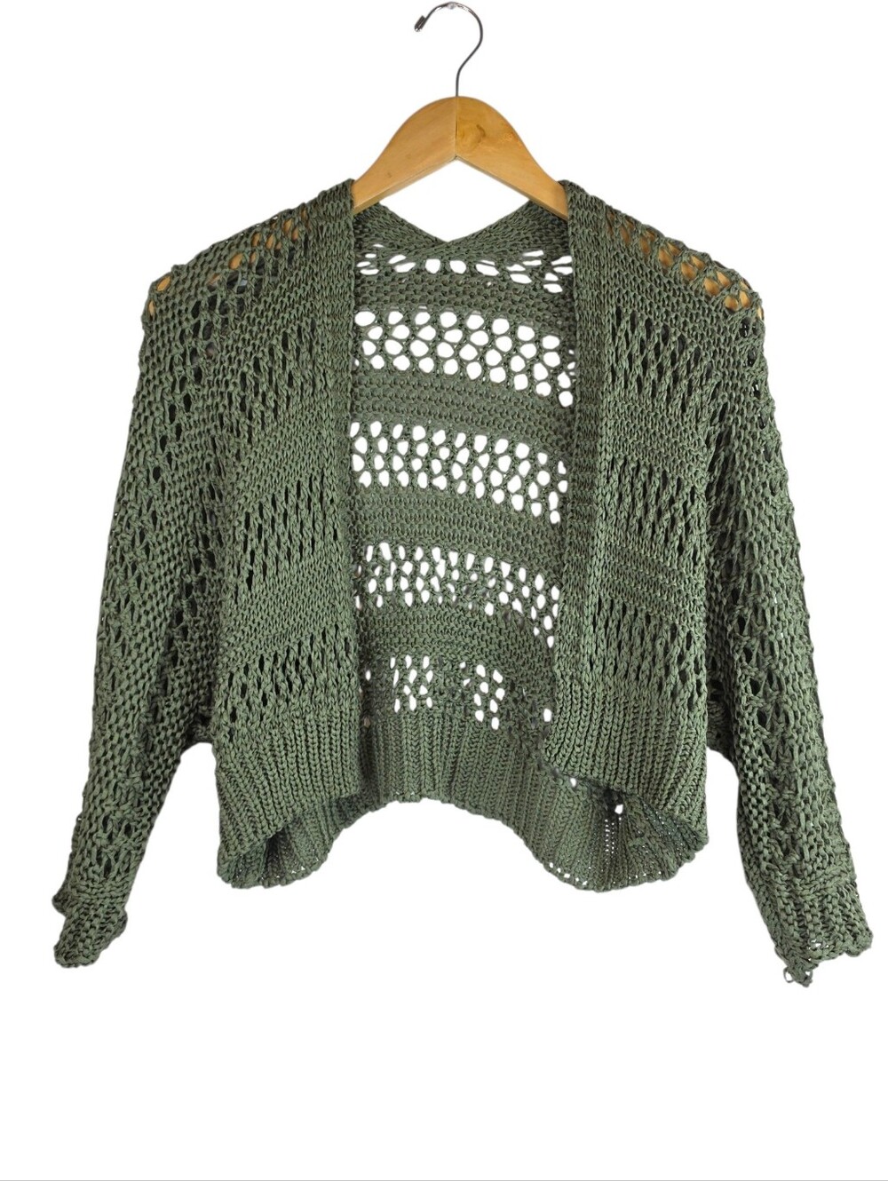 Patchington 1/2 Sleeve Knitted Cardigan OS Bolero Open Front Coastal Grandma EUC